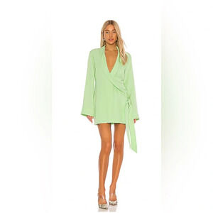 L'Academie Light Green Wrap Mini Dress
